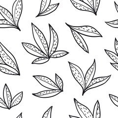Leaves and branches seamless pattern