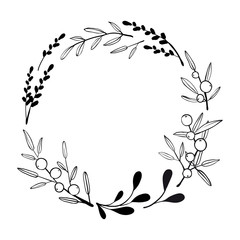 Black and white vector illustration with flowers