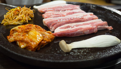 Korean pork barbecue, korean cuisine of grilling meat
