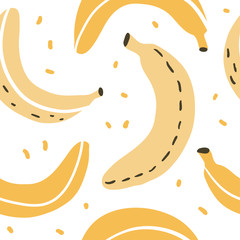 Doodle banana vector seamless pattern