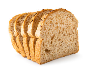 Sliced bread closeup on a white. Isolated.