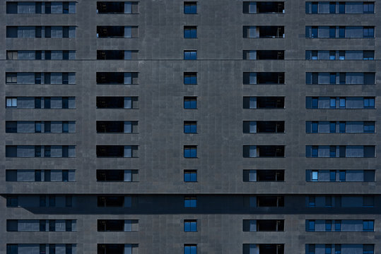 Geometric gray building exterior