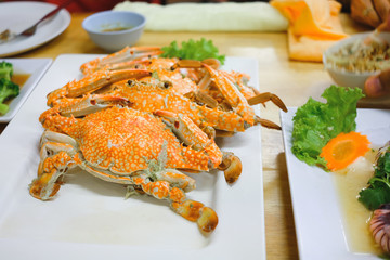 Crabs on a dish as dinner meal