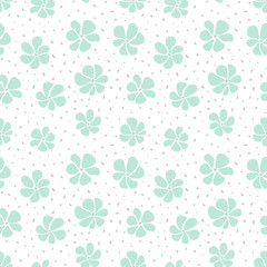 Seamless pattern with hand drawn flowers on white background. Vintage repeat background. Vector floral texture.