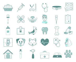 Set Of Cartoon Veterinary Emoji Icons Isolated