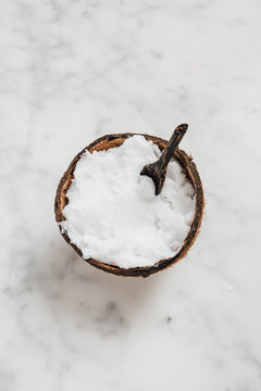 Coconut oil on marble background