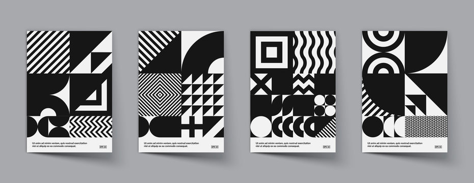 Minimal Geometric Posters Set. Trendy Design. Eps10 Vector.