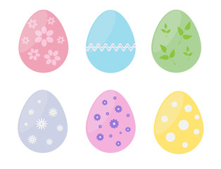 Easter eggs set in pastel tones color on white background