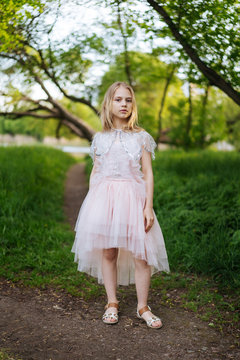 Beautiful little girl wearing fluffy dress