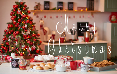 Christmas background with an inscription to the new year, Christmas decorations, Kinship greeting card, Christmas card template