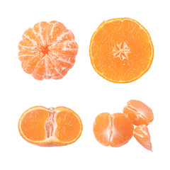 Collection of mandarin or tangerine isolated on white background. Clipping path