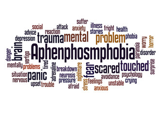 Obraz premium Aphenphosmphobia fear of being touched word cloud concept