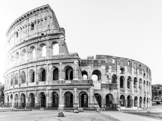 Plakat Colosseum, or Coliseum. Morning sunrise at huge Roman amphitheatre, Rome, Italy.