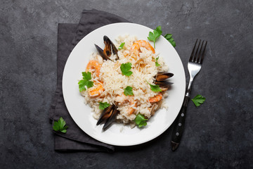 Delicious seafood risotto