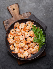 Beer snacks. Grilled shrimps