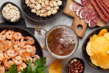 Draft beer and snacks