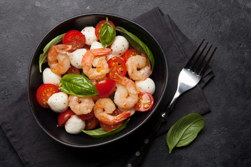 Fresh caprese salad with shrimps