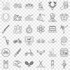 Swimming icons set. Outline style of 36 swimming vector icons for web for any design