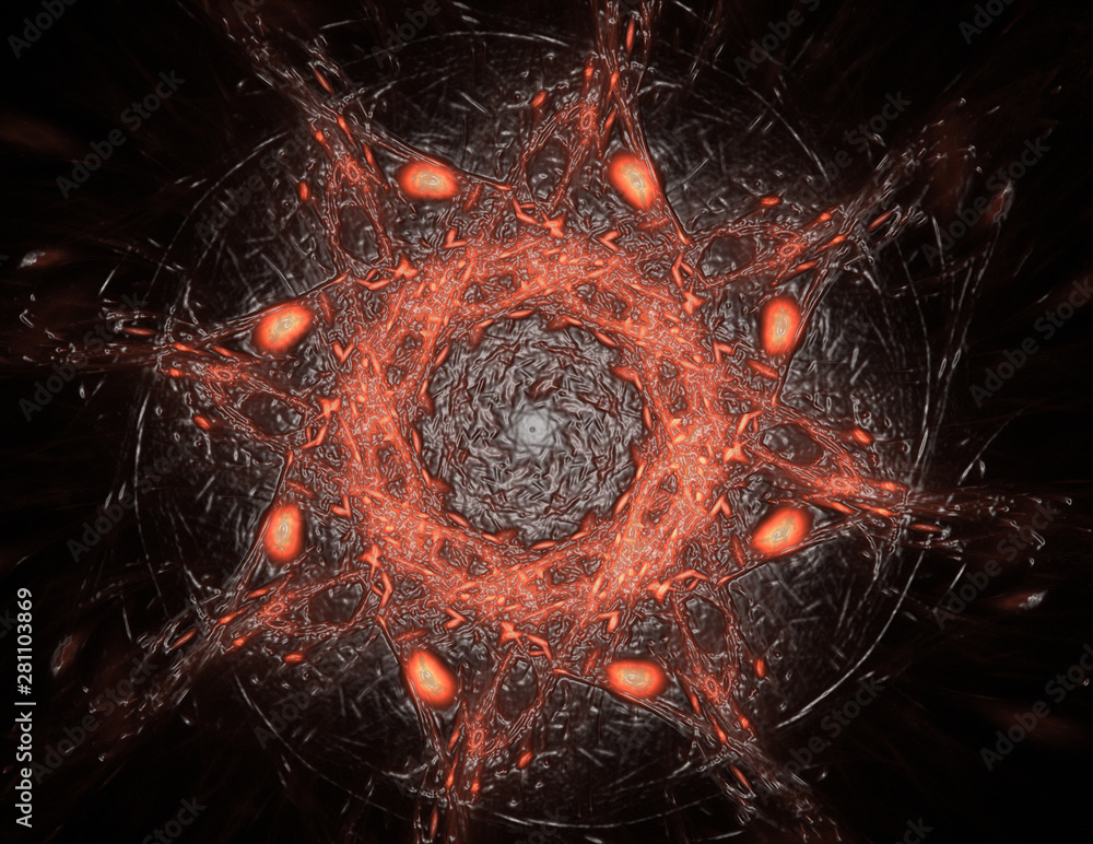 Poster abstract fractal color background with crossing circles and oval. motion illustration.