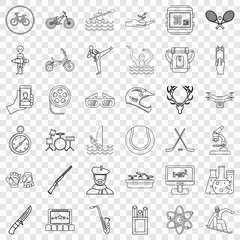 Musical instrument icons set. Outline style of 36 musical instrument vector icons for web for any design