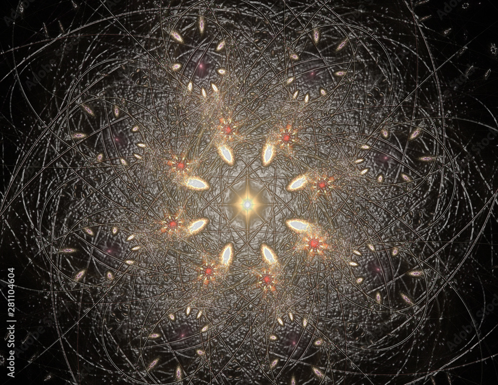 Poster abstract fractal background - computer-generated image. digital art. converging toward the center of