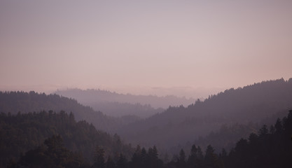 Layers of a hazy mountain range