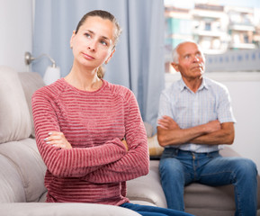 Home quarrel adult daughter and elderly father