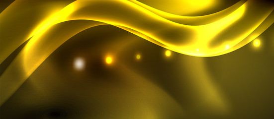 Neon color wave lines abstract background, magic techno futuristic light