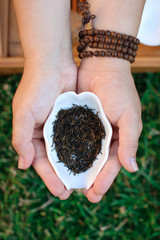 Chinese tea in a bowl. Chinese ceremony.