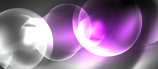 Shiny neon color light with circles abstract background