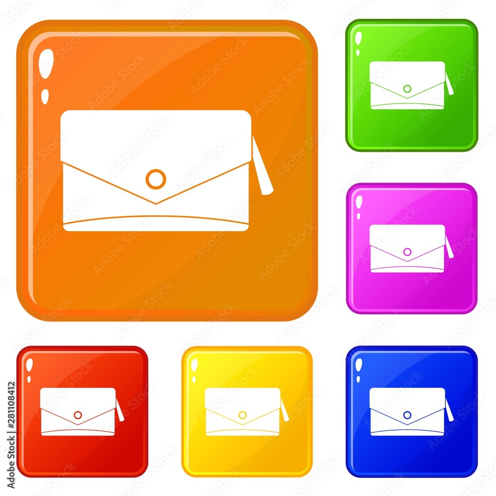 Poster Small bag icons set collection vector 6 color isolated on white background
