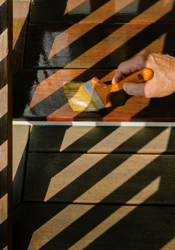 Golden Stain on Porch of Residential Home