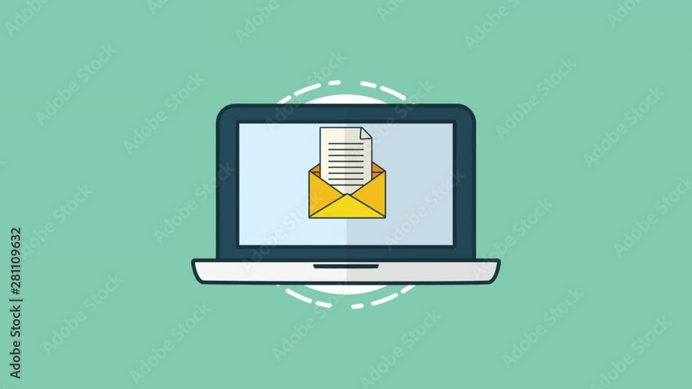 Poster laptop computer device with envelope email