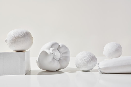 White Painted Fruit and Vegetables