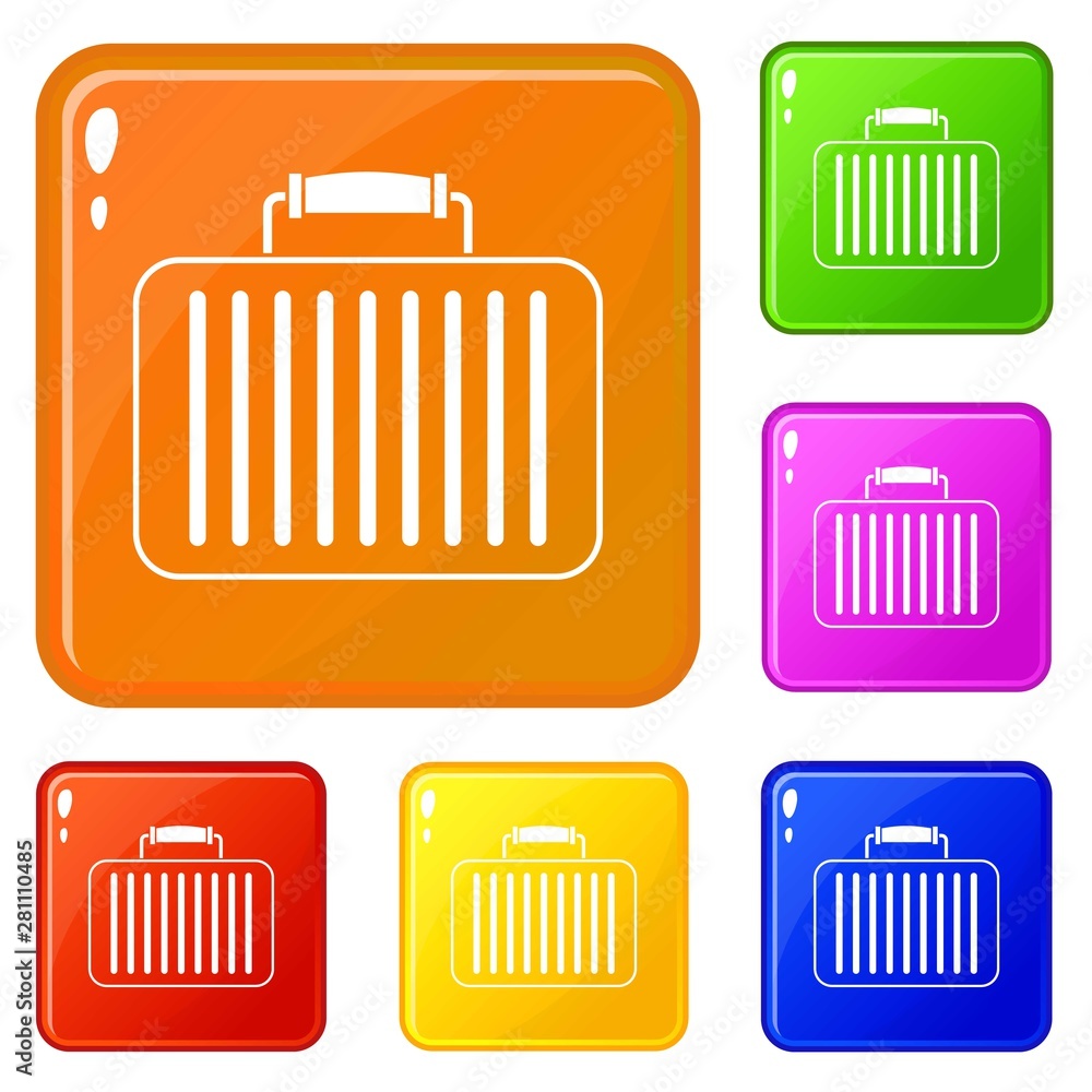 Poster briefcase icons set collection vector 6 color isolated on white background