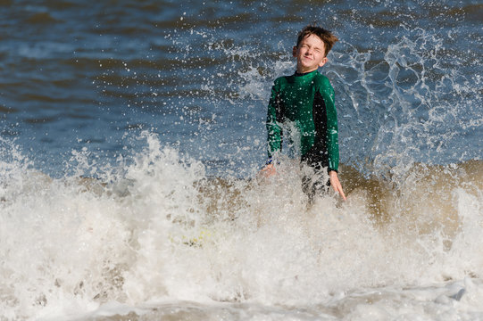 Boy Enjoying In English Channel