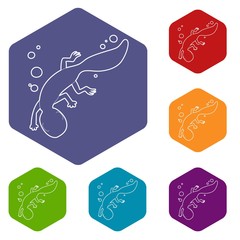 Swimming lizard icon. Outline illustration of swimming lizard vector icon for web