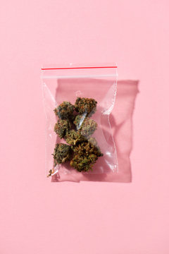 marijuana buds in a plastic bag