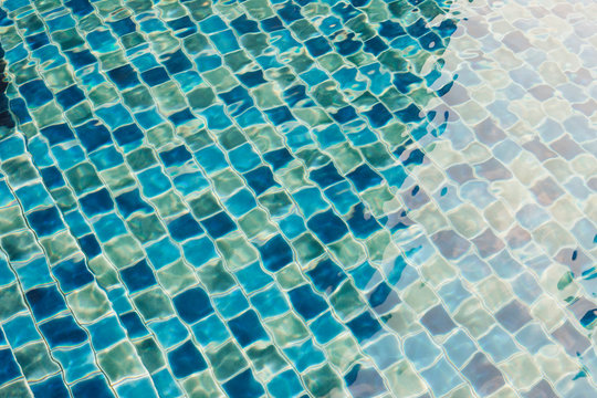 Blue Mosaic Tile In Swimming Pool