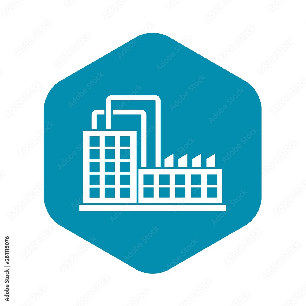 Poster factory building icon. simple illustration of factory building vector icon for web