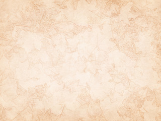 Light prints of autumn leaves on aged parchment