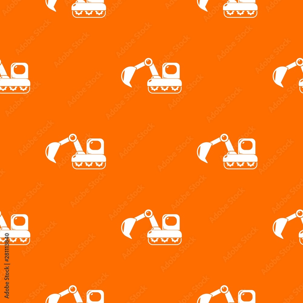 Poster excavator pattern vector orange for any web design best