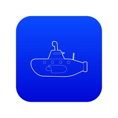 Submarine icon blue vector isolated on white background