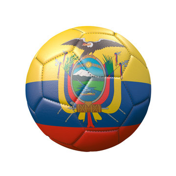 Soccer ball in flag colors isolated on white background. Ecuador. 3D image