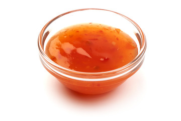 Sweet chili sauce, isolated on white background