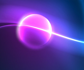 Neon blue electric wave abstract background. Abstract technology background. Black background. Abstract magic light motion background.