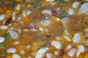 Pork tenderloin stewed in medaillons with vegetables and spices