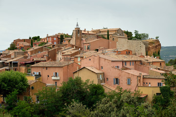 Ochre-coloured buildings in Roussillon, France