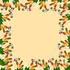 Nature background. Vector illustration floral frame for website banner, presentation template, cover and card design, marketing material 