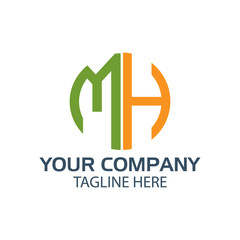 Letter MH stock logo, MH initial., flat design. technology logo